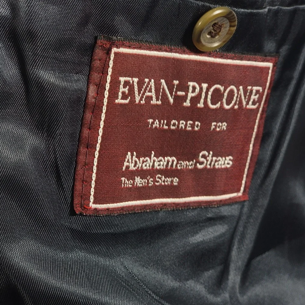 VTG Evan Picone Men's Tweed Sport Coat Blazer‎ Two Button Navy Plaid Wool Sz 44L